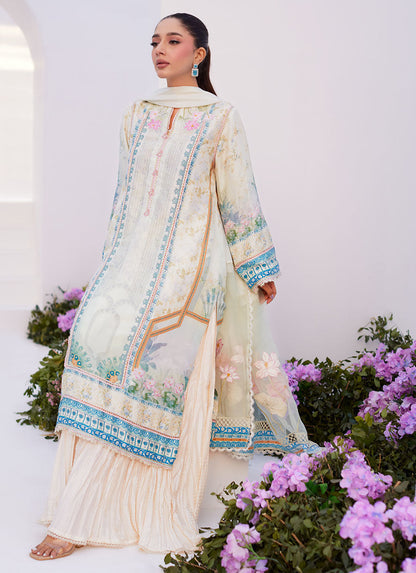 Farah Talib Aziz | Zaza Prints 24 | TURKISH AQUA SHIRT AND DUPATTA - House Of Anaya