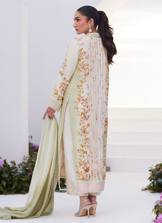 Farah Talib Aziz | Zaza Prints 24 | SAGE TRELLIS SHIRT AND DUPATTA - House Of Anaya