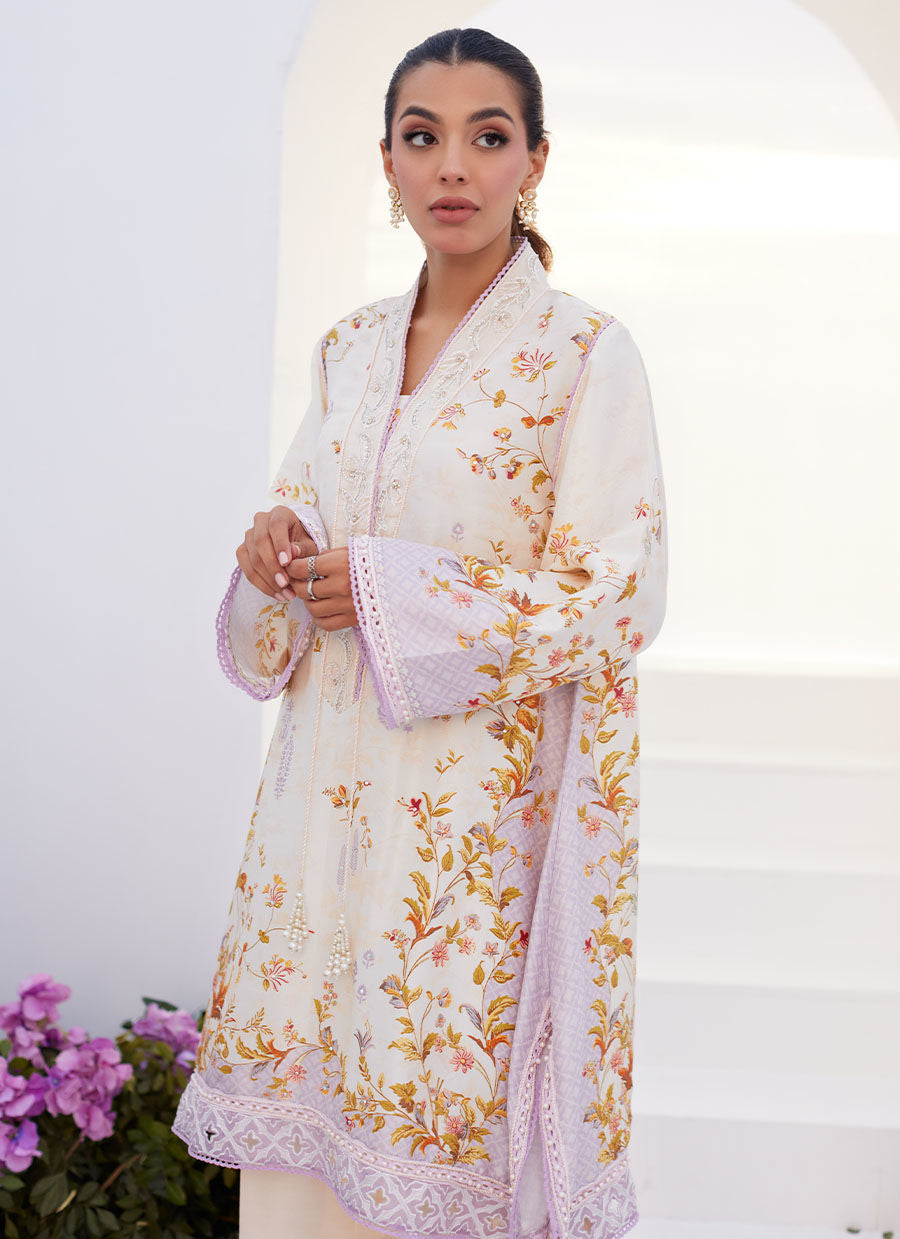 Farah Talib Aziz | Zaza Prints 24 | AMETHYST TRELLIS SHIRT AND DUPATTA - House Of Anaya