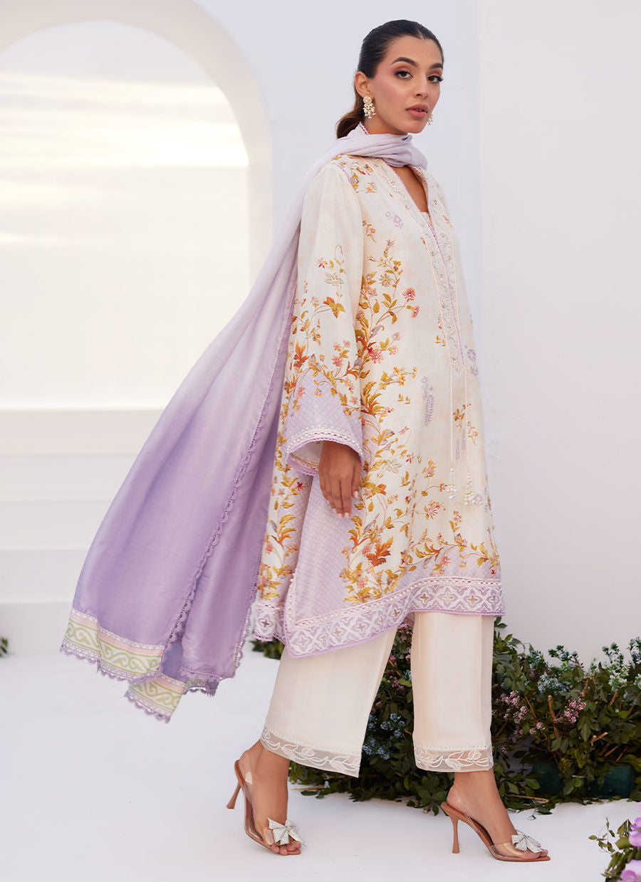 Farah Talib Aziz | Zaza Prints 24 | AMETHYST TRELLIS SHIRT AND DUPATTA - House Of Anaya