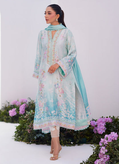 Farah Talib Aziz | Zaza Prints 24 | CYAN OMBRE SHIRT AND DUPATTA - House Of Anaya