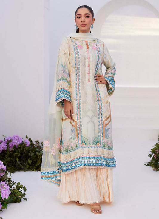 Farah Talib Aziz | Zaza Prints 24 | TURKISH AQUA SHIRT AND DUPATTA - House Of Anaya