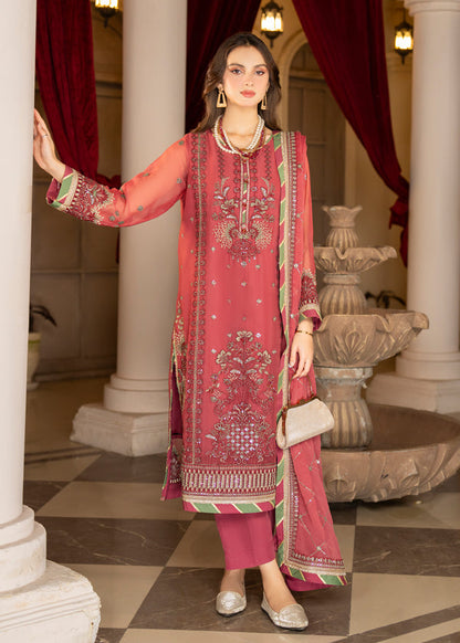 Strawberry | Rimjhim Chiffon Collection | FLS-RJ-003 - House Of Anaya