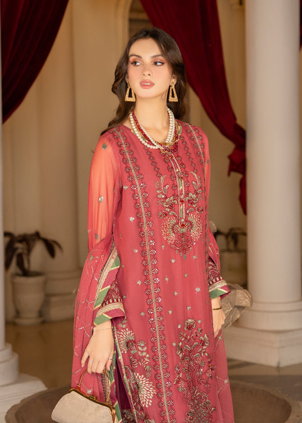Strawberry | Rimjhim Chiffon Collection | FLS-RJ-003 - House Of Anaya