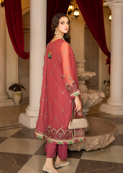Strawberry | Rimjhim Chiffon Collection | FLS-RJ-003 - House Of Anaya