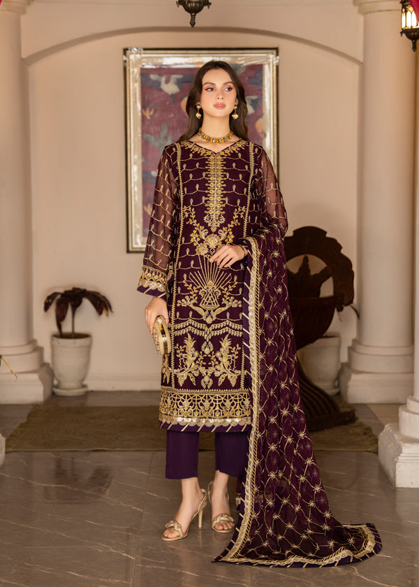 Strawberry | Rimjhim Chiffon Collection | FLS-RJ-004 - House Of Anaya