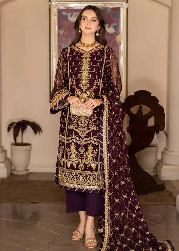 Strawberry | Rimjhim Chiffon Collection | FLS-RJ-004 - House Of Anaya