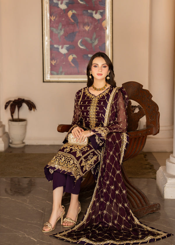 Strawberry | Rimjhim Chiffon Collection | FLS-RJ-004 - House Of Anaya
