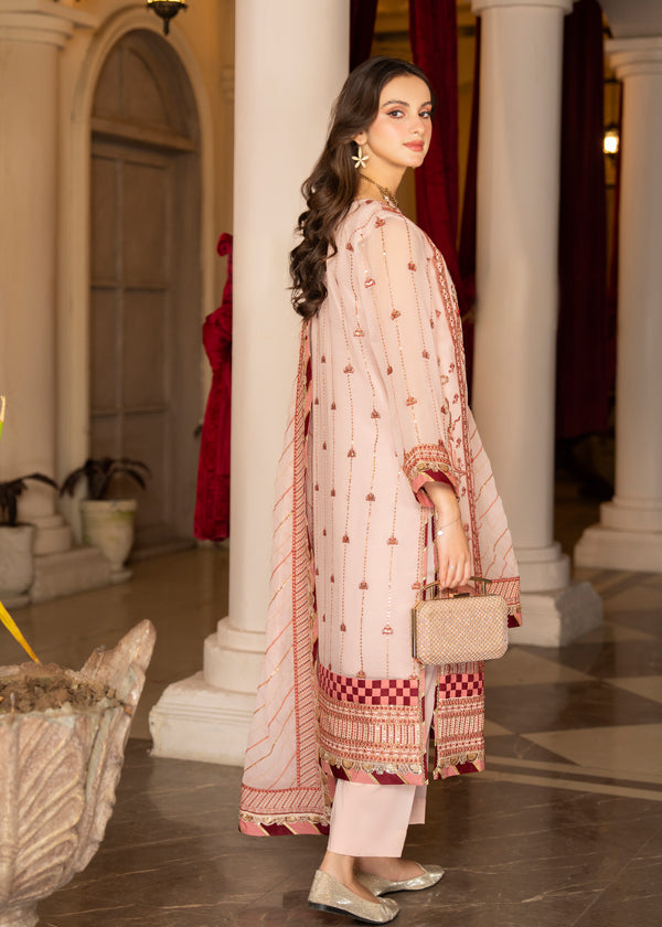 Strawberry | Rimjhim Chiffon Collection | FLS-RJ-006 - House Of Anaya