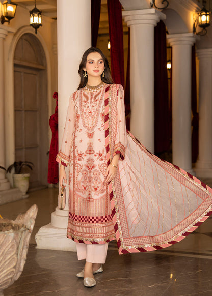 Strawberry | Rimjhim Chiffon Collection | FLS-RJ-006 - House Of Anaya