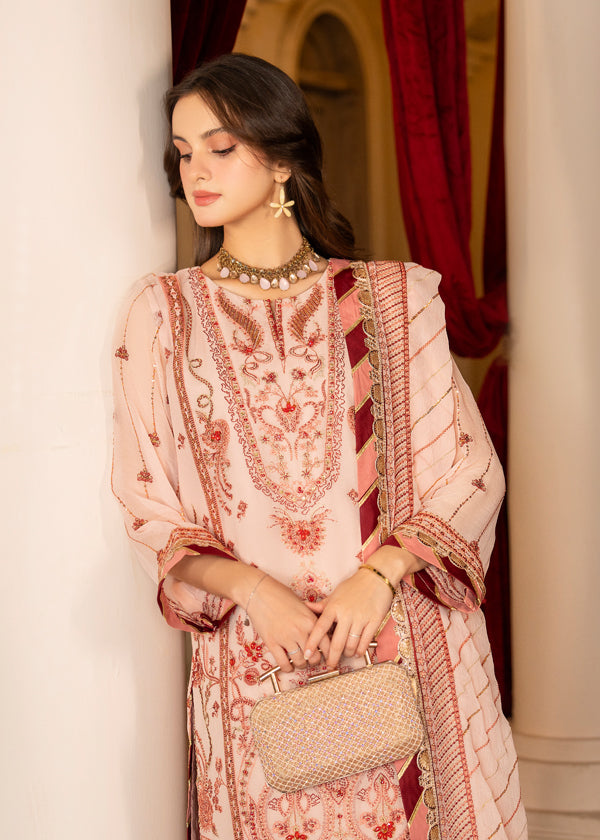 Strawberry | Rimjhim Chiffon Collection | FLS-RJ-006 - House Of Anaya