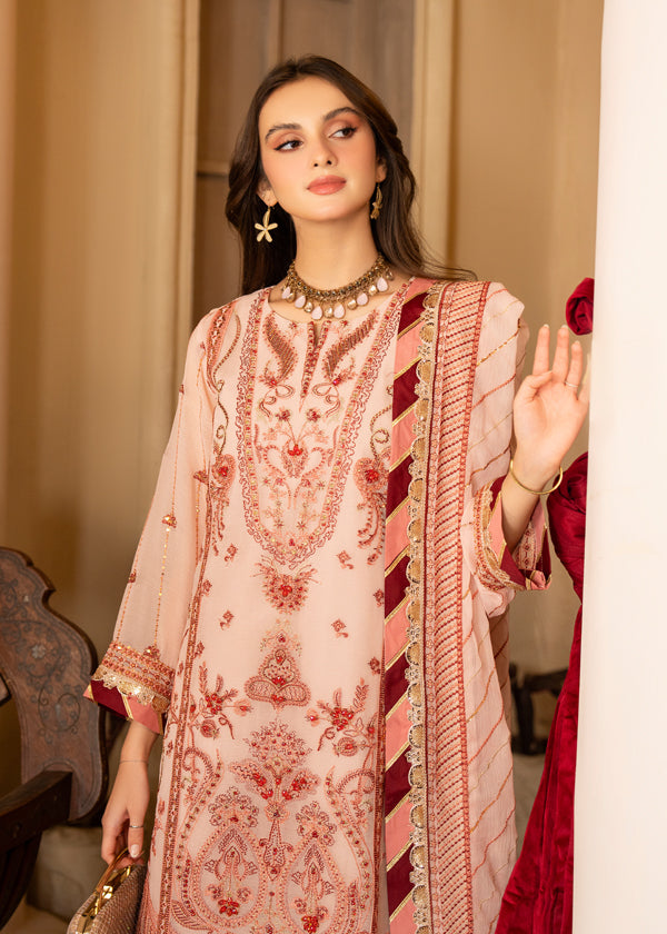 Strawberry | Rimjhim Chiffon Collection | FLS-RJ-006 - House Of Anaya