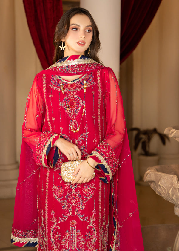 Strawberry | Rimjhim Chiffon Collection | FLS-RJ-007 - House Of Anaya