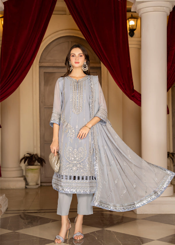 Strawberry | Rimjhim Chiffon Collection | FLS-RJ-008 - House Of Anaya