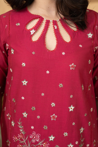 Hemstitch | Summer Luxury Lawn 24 | Scarlet Red