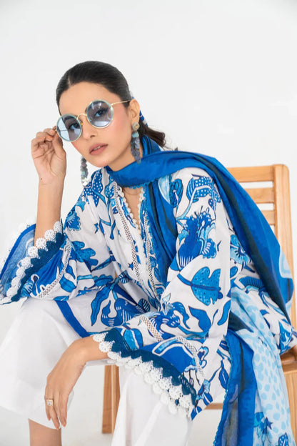 Ittehad | Printed Lawn 24 | IP3P10-3PS-BLU - House Of Anaya