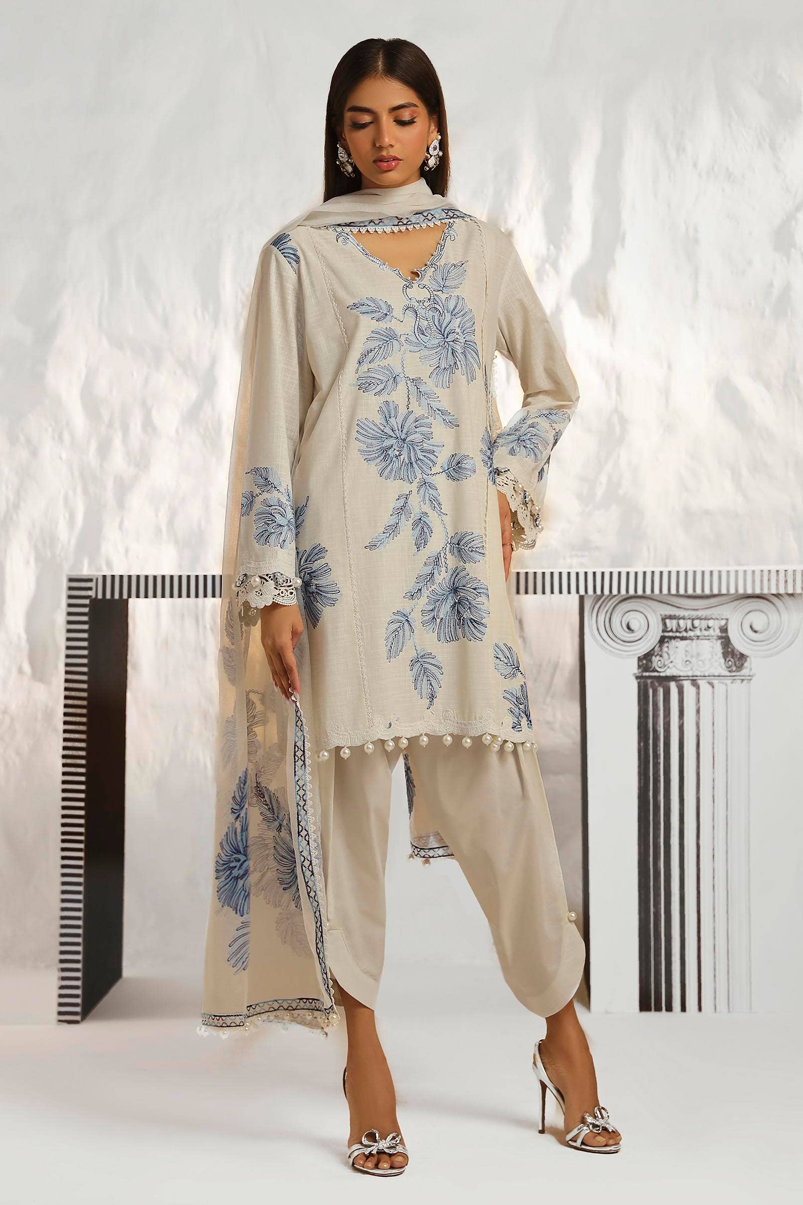 Sana Safinaz | Muzlin Summer 24 | 011A-CT - House Of Anaya