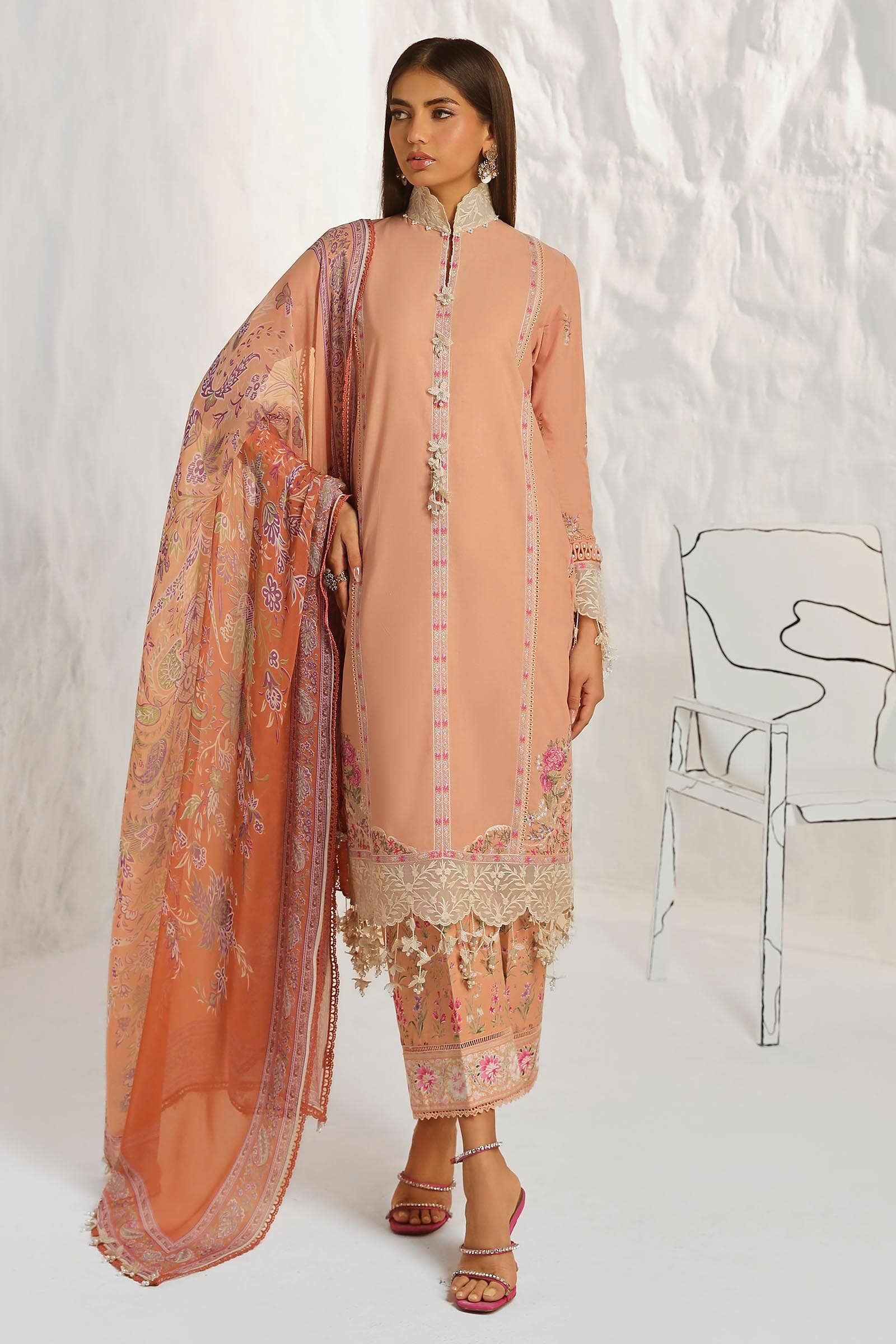 Sana Safinaz | Muzlin Summer 24 | 014B-CJ - House Of Anaya