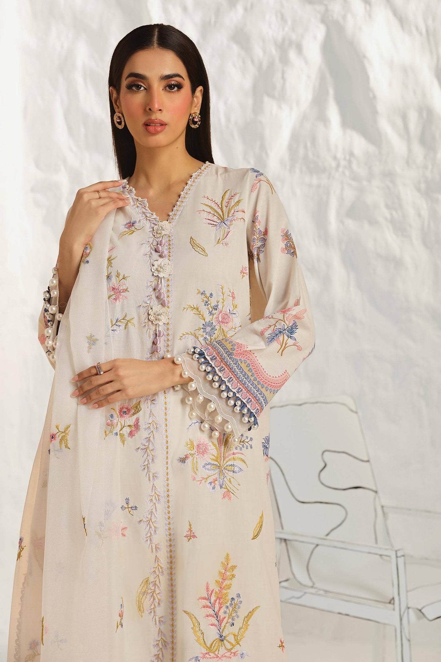Sana Safinaz | Muzlin Summer 24 | 018B-CV - House Of Anaya