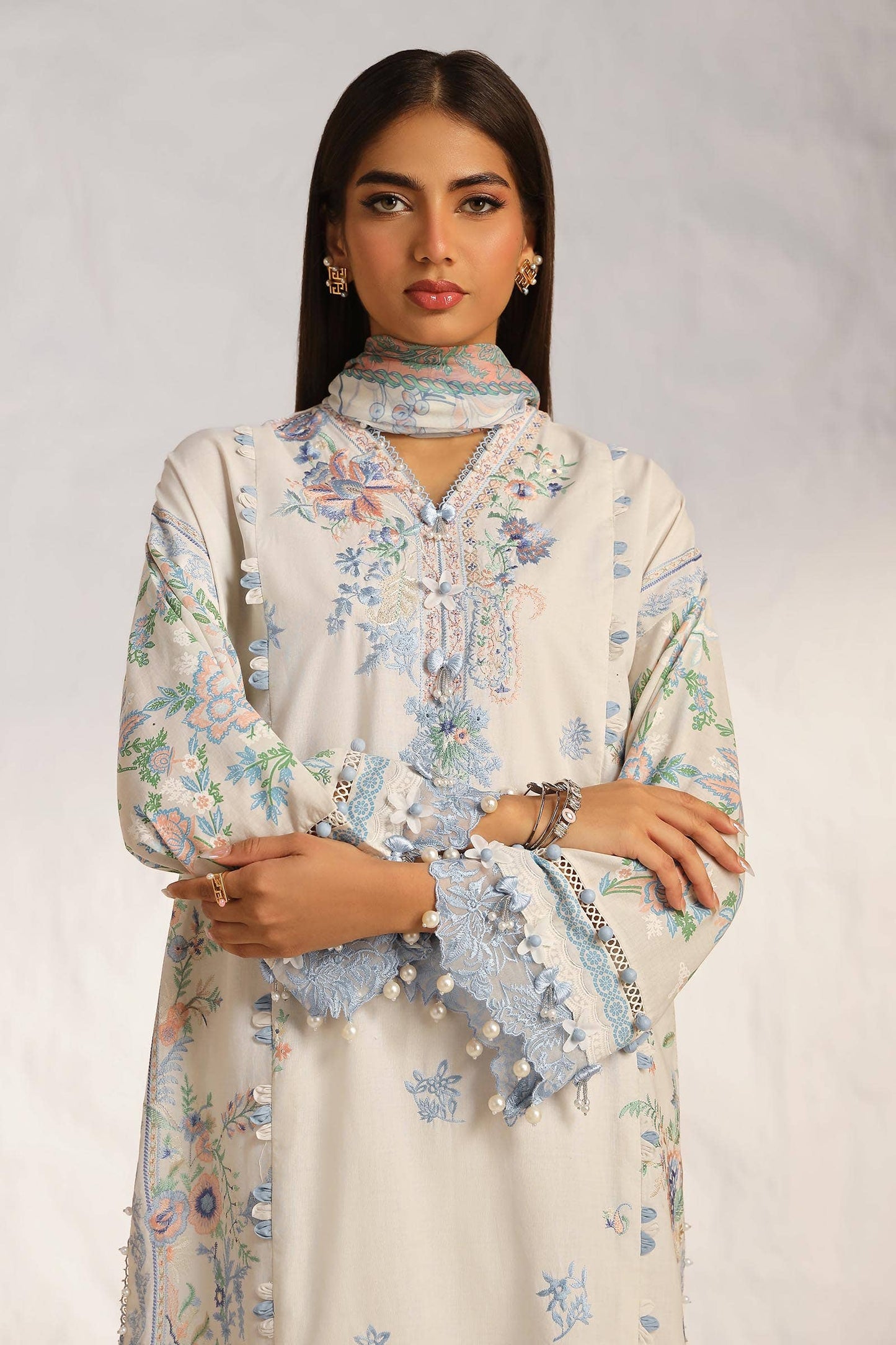Sana Safinaz | Muzlin Summer 24 | 019A-CJ - House Of Anaya