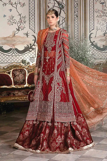 Maria B | Mbroidered Wedding Edition 23 | Maroon BD-2708 - House Of Anaya