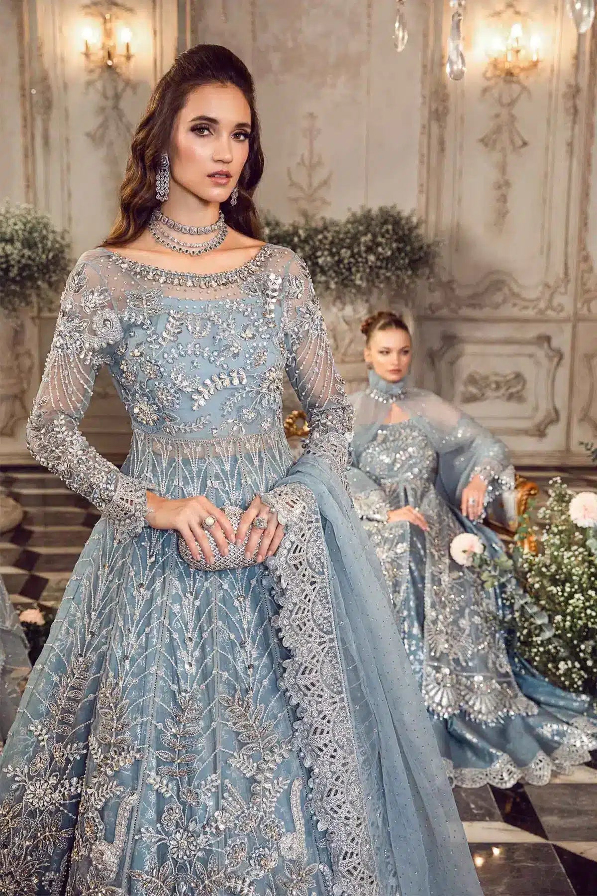 Maria B | Mbroidered Wedding Edition 23 | Ice Blue BD-2702 - House Of Anaya