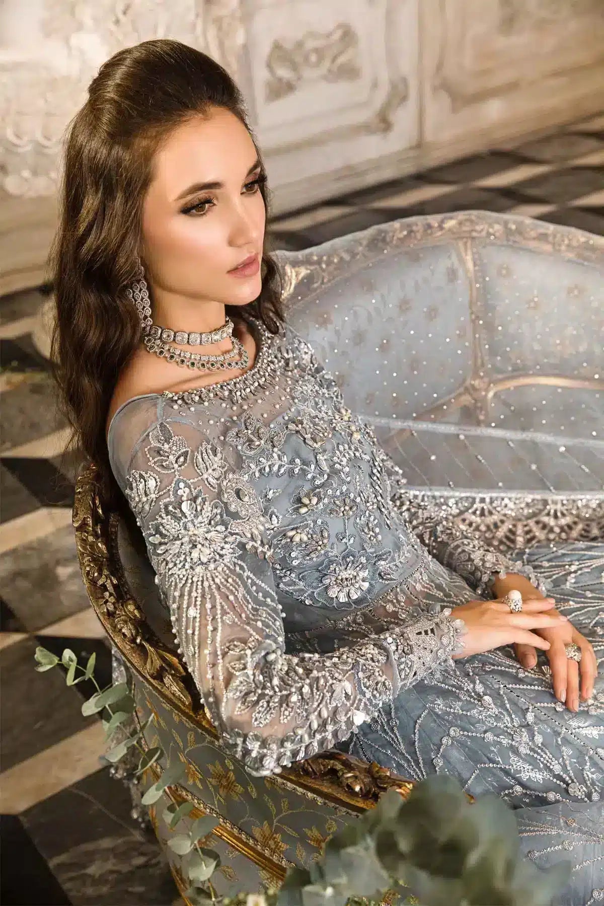 Maria B | Mbroidered Wedding Edition 23 | Ice Blue BD-2702 - House Of Anaya