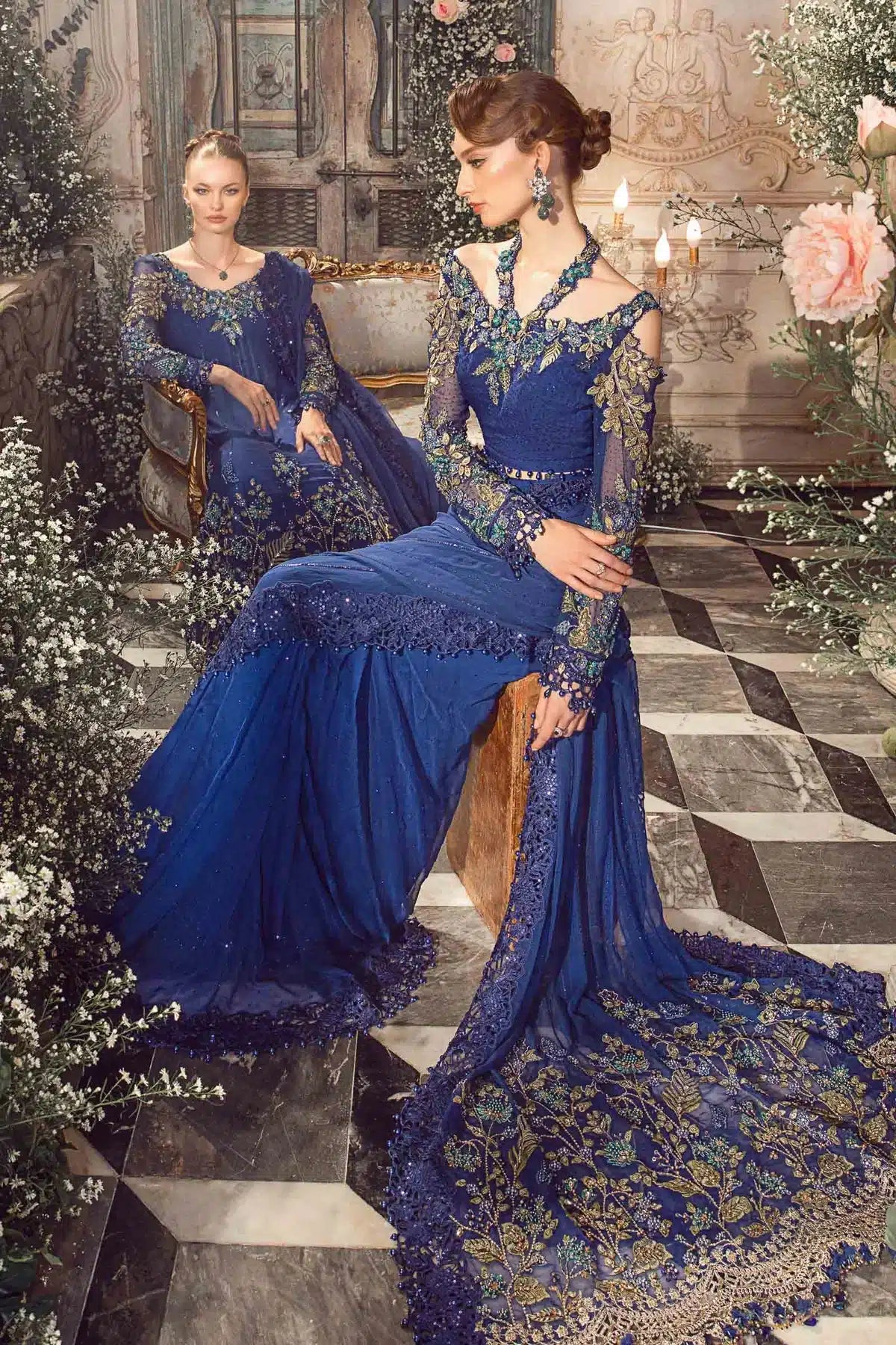 Maria B | Mbroidered Wedding Edition 23 | Cobalt Blue BD-2704 - House Of Anaya