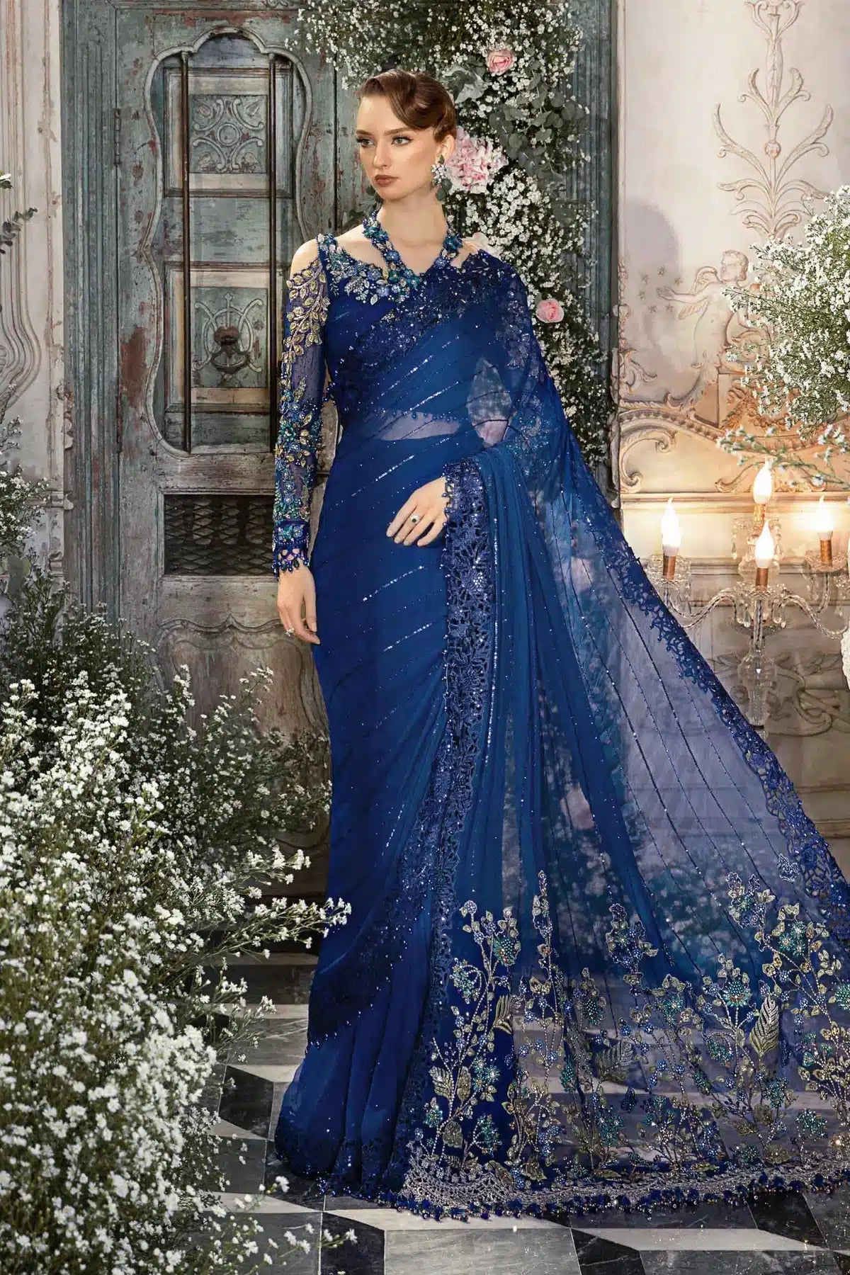 Maria B | Mbroidered Wedding Edition 23 | Cobalt Blue BD-2704 - House Of Anaya