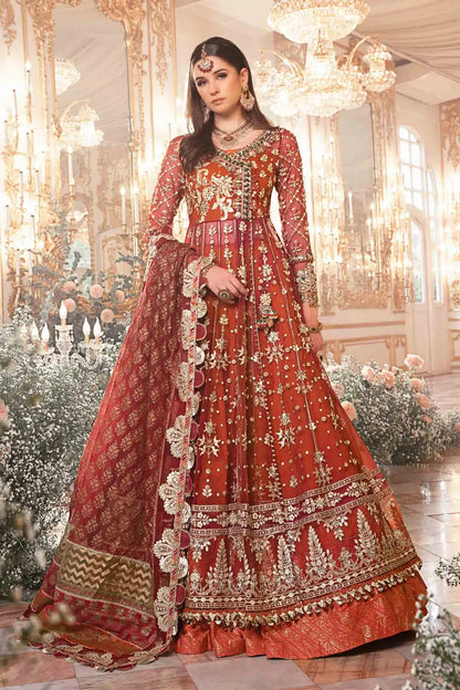 Maria B | Mbroidered Wedding Edition 23 | Maroon BD-2705 - House Of Anaya