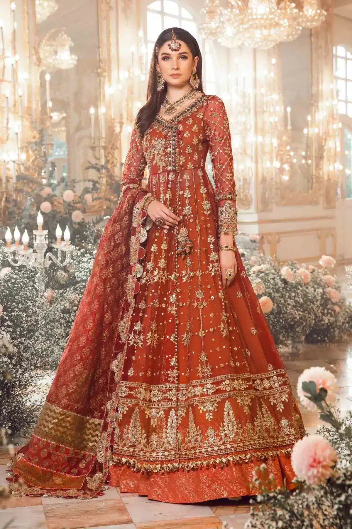 Maria B | Mbroidered Wedding Edition 23 | Maroon BD-2705 - House Of Anaya