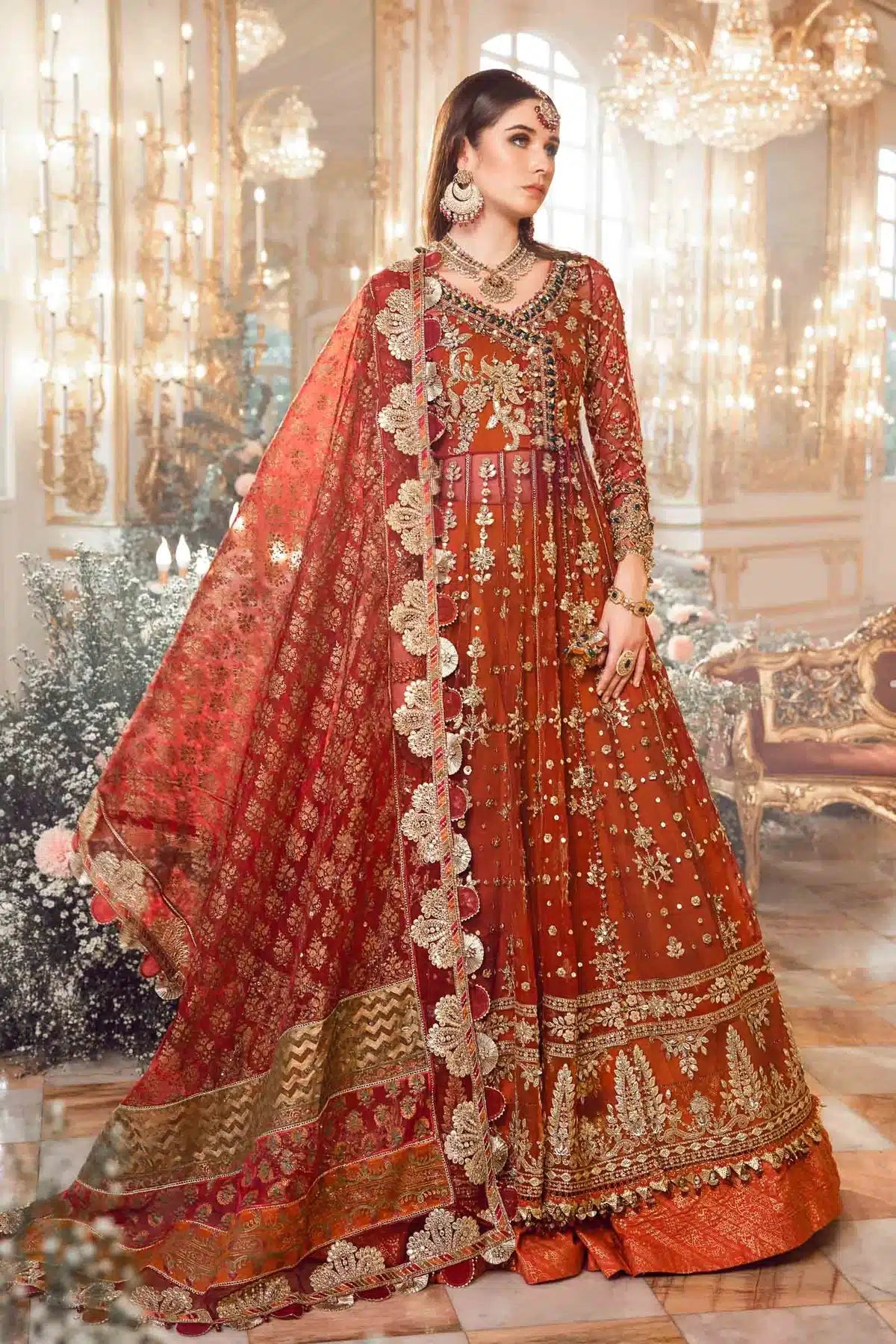 Maria B | Mbroidered Wedding Edition 23 | Maroon BD-2705 - House Of Anaya