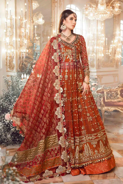 Maria B | Mbroidered Wedding Edition 23 | Maroon BD-2705 - House Of Anaya