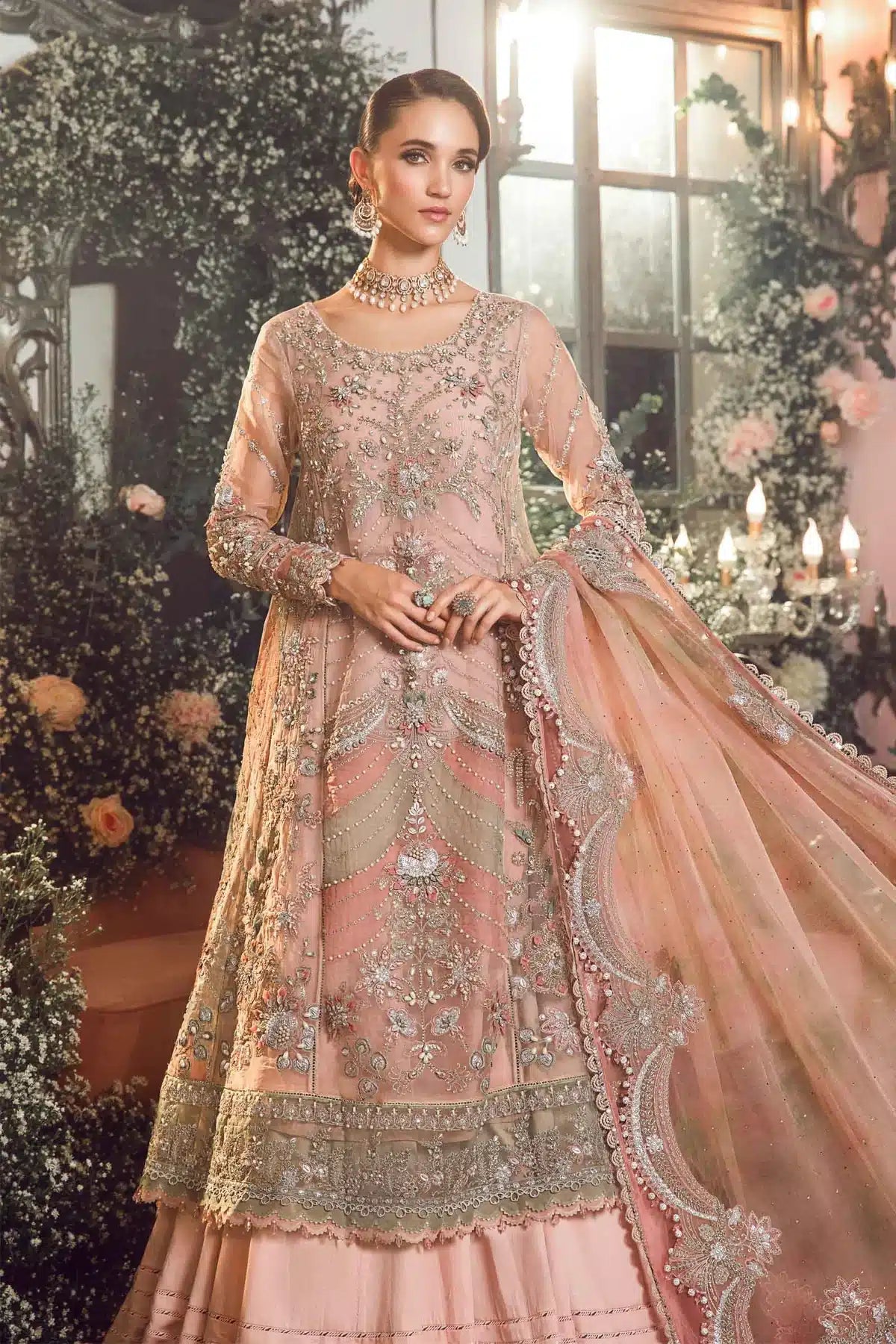 Maria B | Mbroidered Wedding Edition 23 | Pastel Pink BD-2706 - House Of Anaya