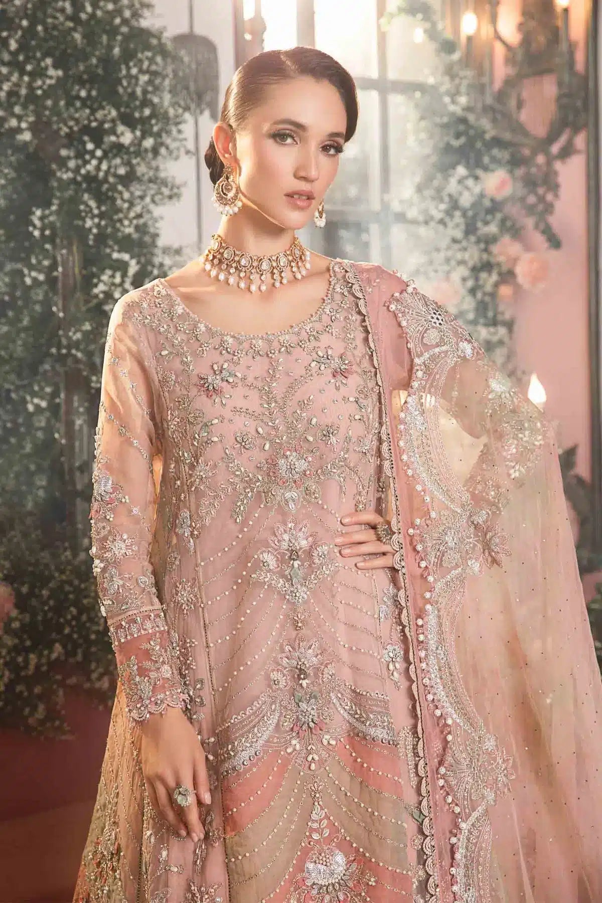 Maria B | Mbroidered Wedding Edition 23 | Pastel Pink BD-2706 - House Of Anaya