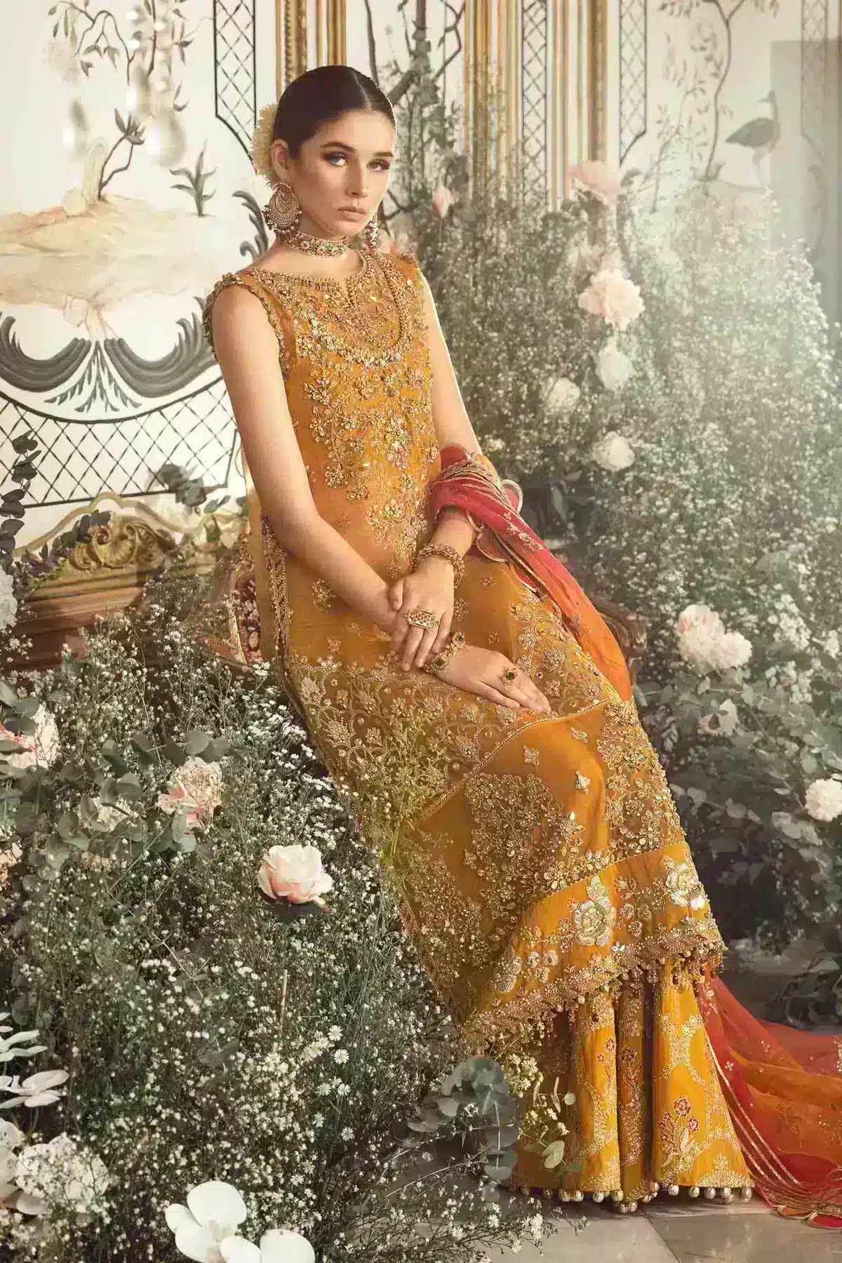 Maria B | Mbroidered Wedding Edition 23 | Mustard BD-2707 - House Of Anaya