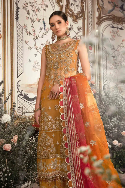 Maria B | Mbroidered Wedding Edition 23 | Mustard BD-2707 - House Of Anaya