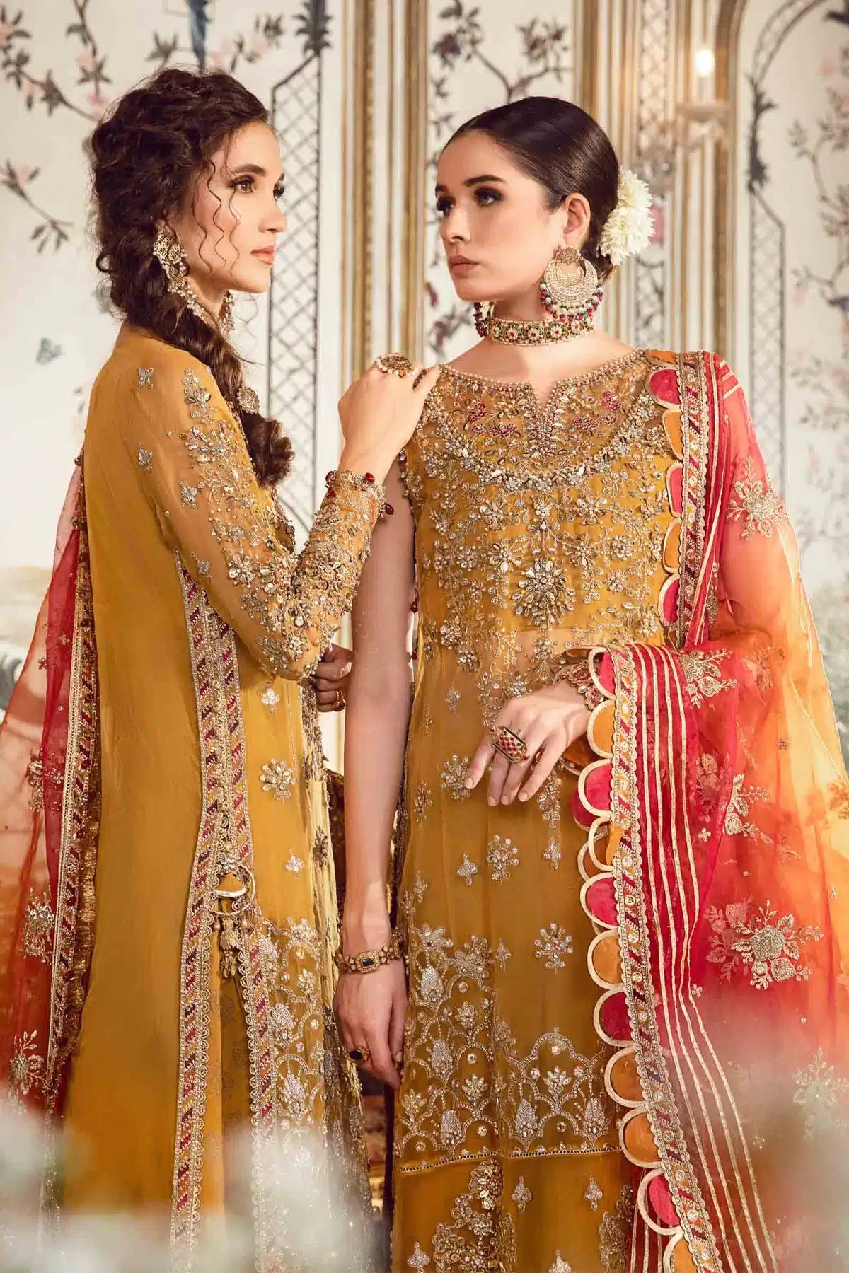 Maria B | Mbroidered Wedding Edition 23 | Mustard BD-2707 - House Of Anaya