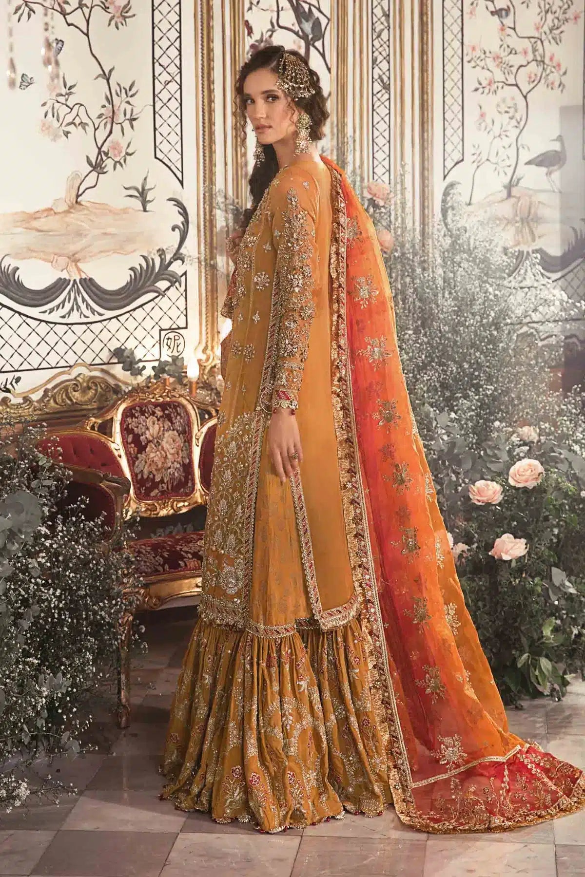 Maria B | Mbroidered Wedding Edition 23 | Mustard BD-2707 - House Of Anaya