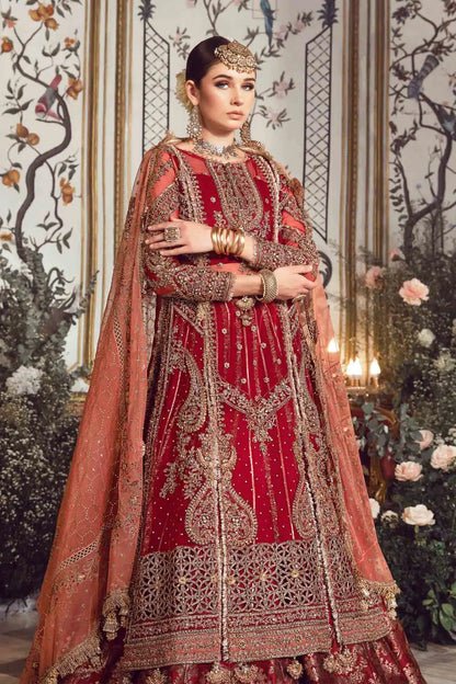 Maria B | Mbroidered Wedding Edition 23 | Maroon BD-2708 - House Of Anaya
