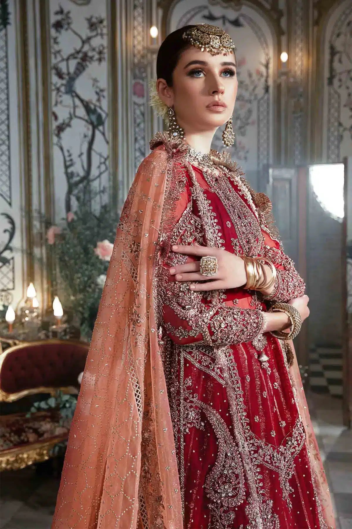 Maria B | Mbroidered Wedding Edition 23 | Maroon BD-2708 - House Of Anaya