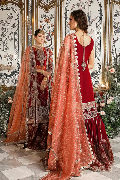 Maria B | Mbroidered Wedding Edition 23 | Maroon BD-2708 - House Of Anaya