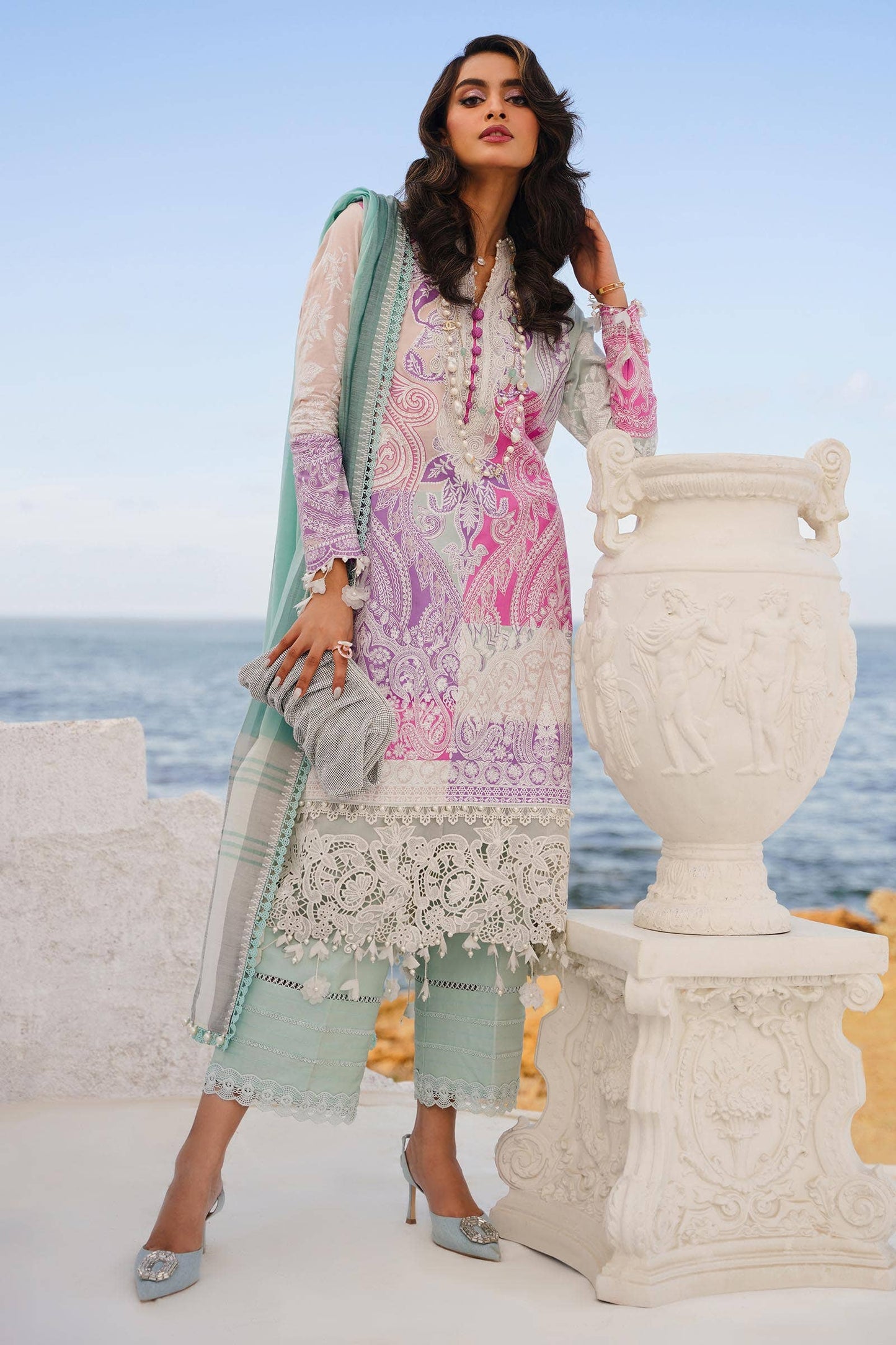Sana Safinaz | Muzlin Spring 24 | M241-015B-DG - House Of Anaya