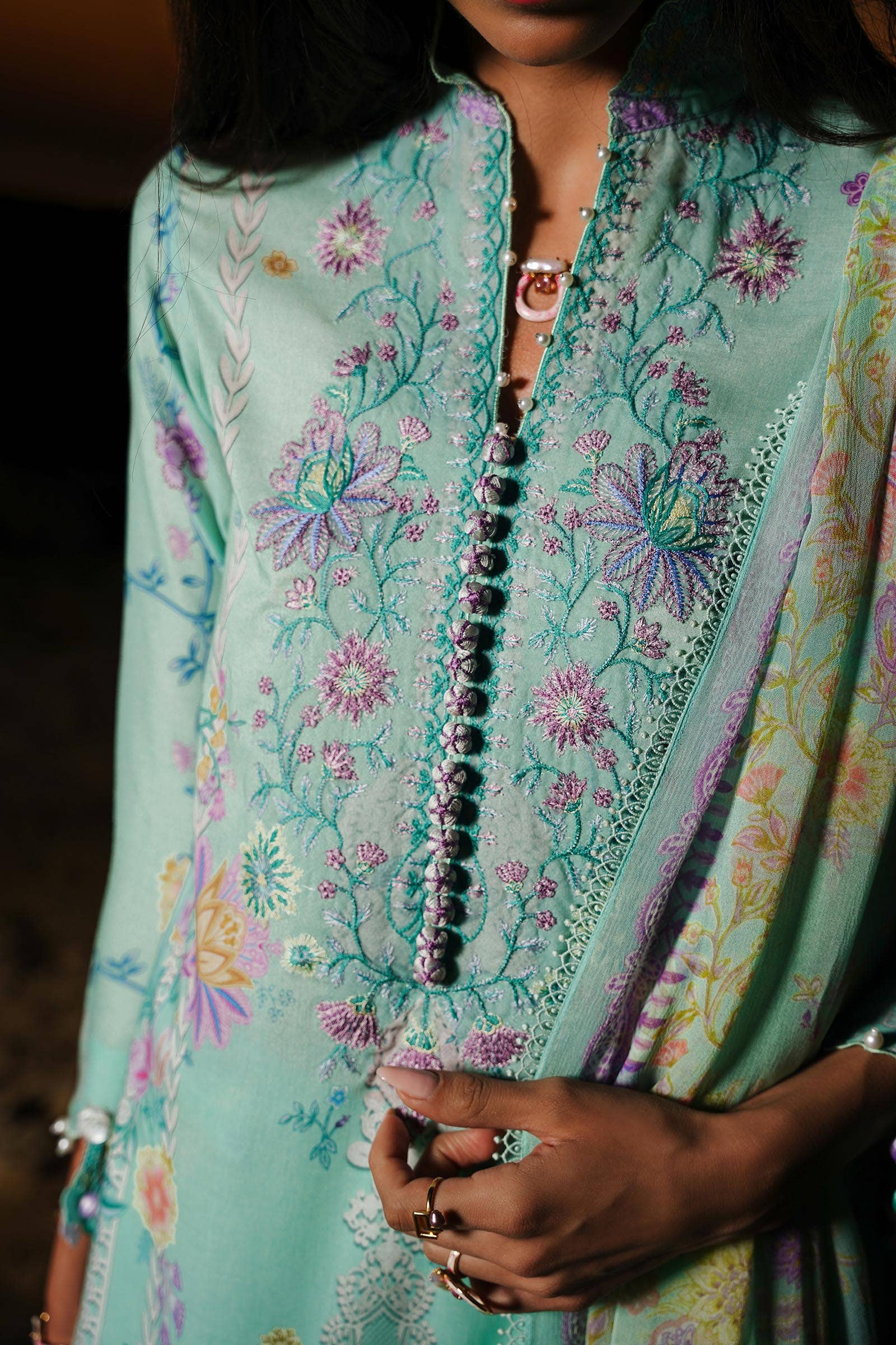 Sana Safinaz | Muzlin Spring 24 | M241-008B-CI - House Of Anaya
