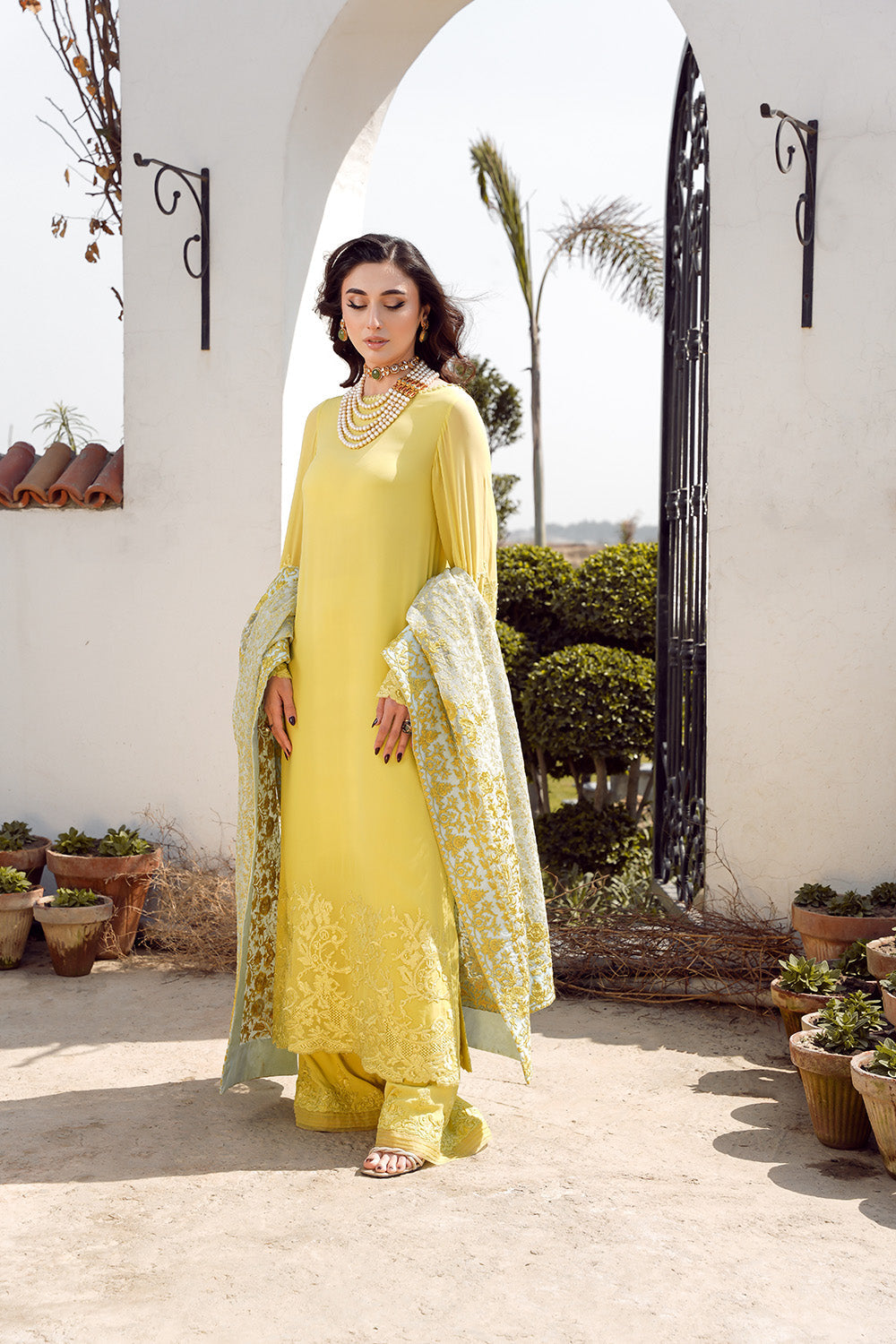 Nilofer Shahid | Verve Summer 24 | Evara (3pc)  Verve SS 24 - House Of Anaya