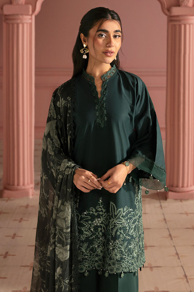 Cross Stitch | Premium Lawn 25 | VIRIDIAN GREEN - House Of Anaya