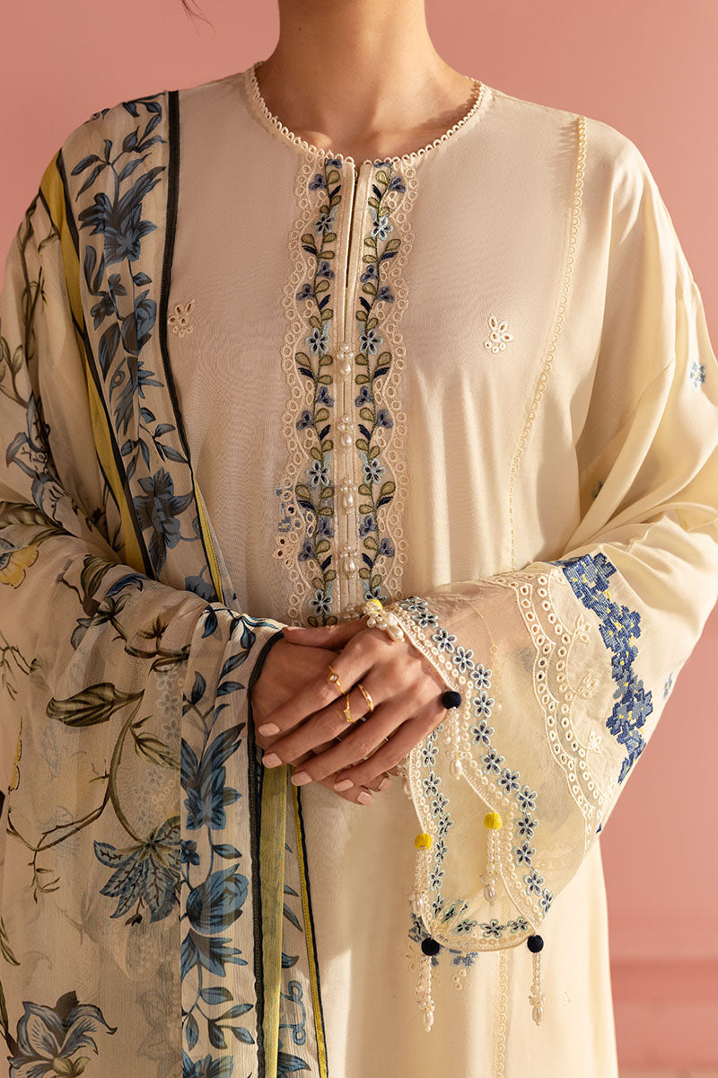 Cross Stitch | Premium Lawn 25 | BLUE ALLURE - House Of Anaya