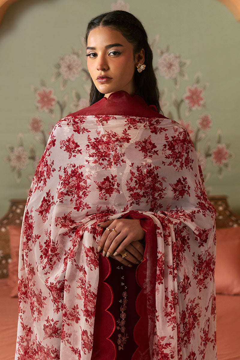 Cross Stitch | Premium Lawn 25 | CRIMSON RED - House Of Anaya