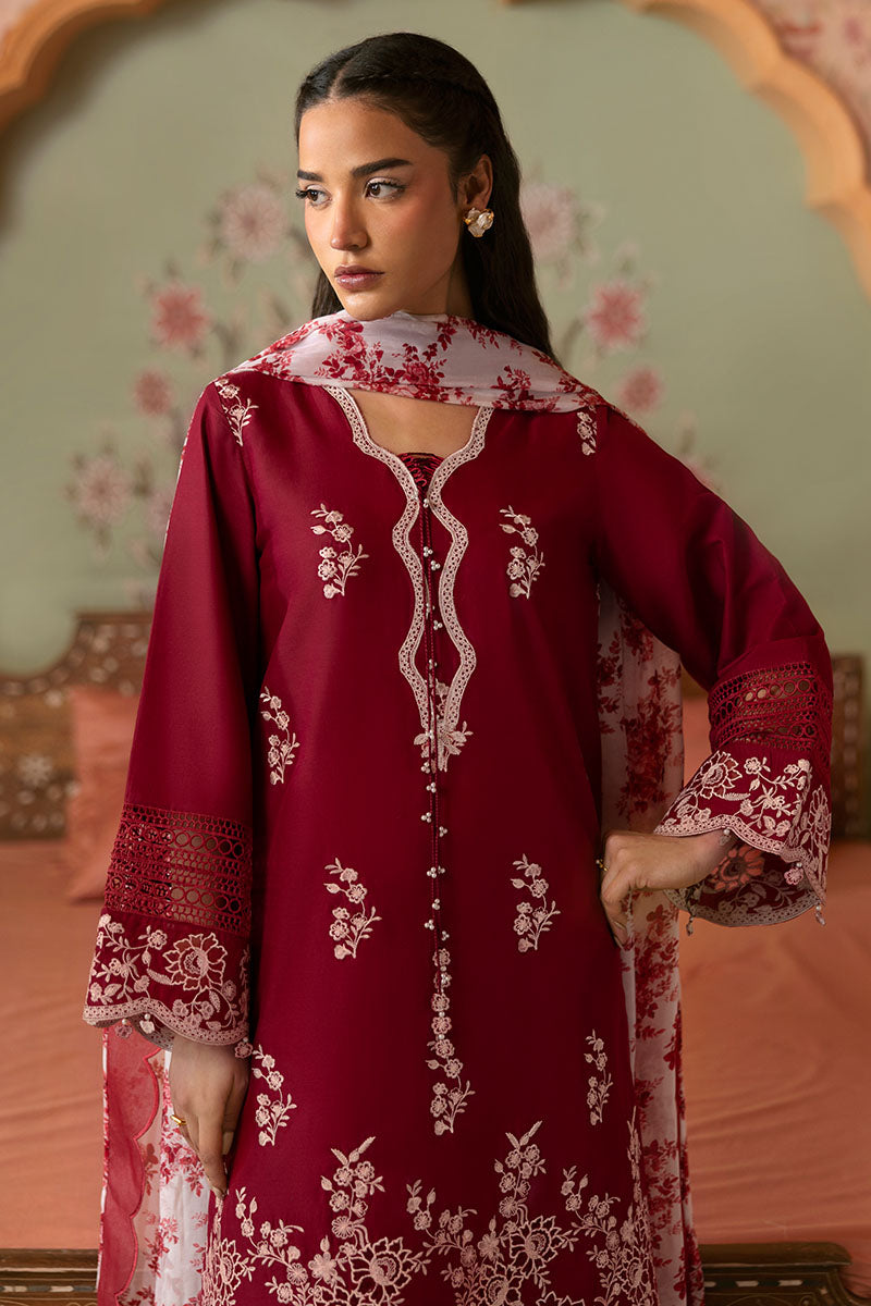 Cross Stitch | Premium Lawn 25 | CRIMSON RED - House Of Anaya