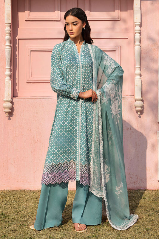 Cross Stitch | Premium Lawn 25 | TEAL GRACE - House Of Anaya